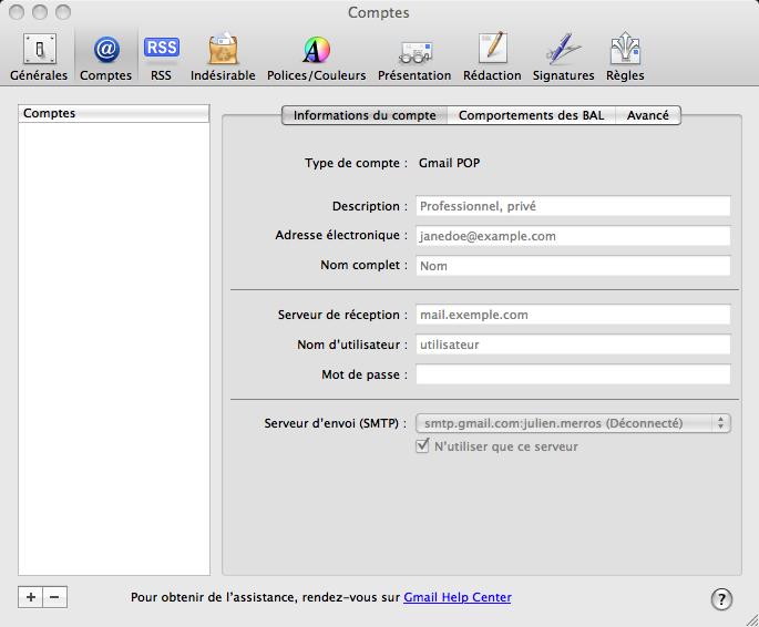 comment installer sa boite mail sur mac