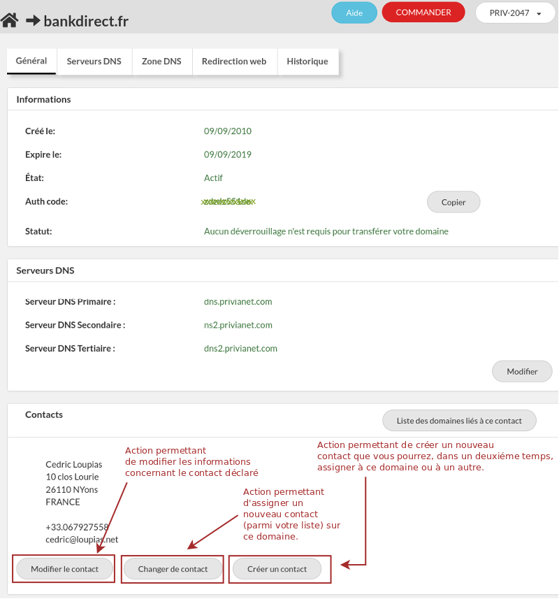 créer ou modifier un contact client