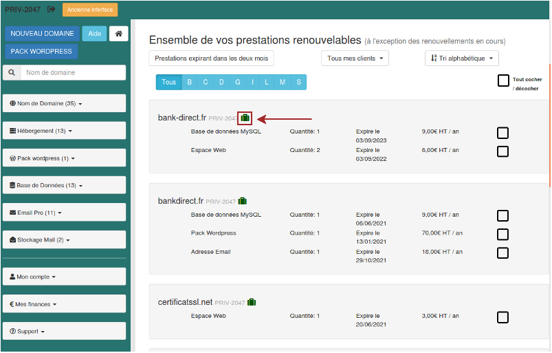 Deplacer prestation deuis votre espace client