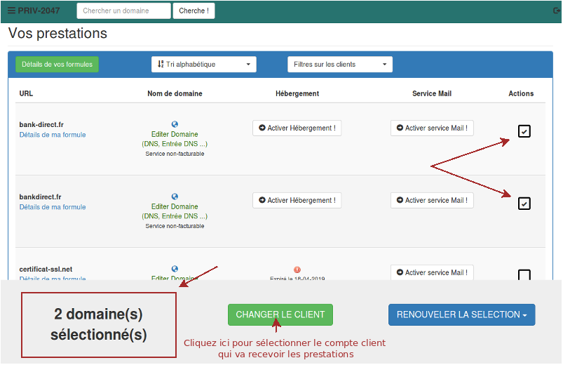 partie finances de votre espace client