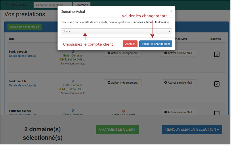 partie finances de votre espace client