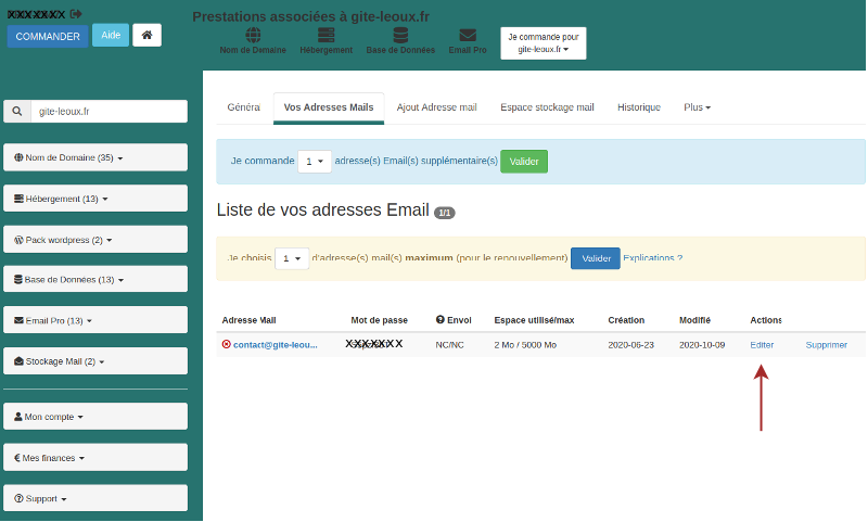 Reactiver adresse email suite