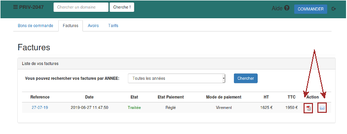 Editer facture nom de domaine