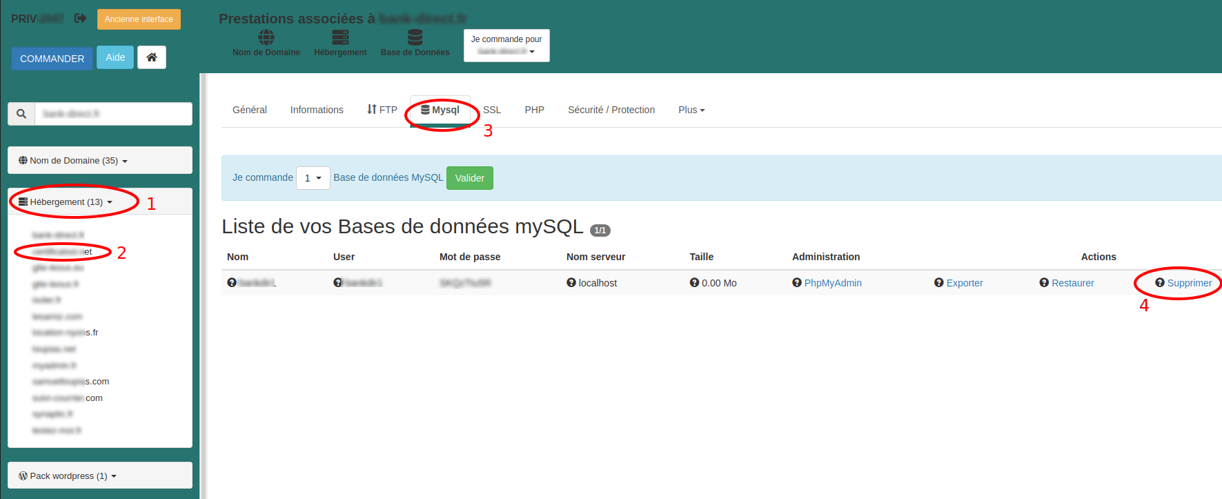 Creer base de donnees MySQL