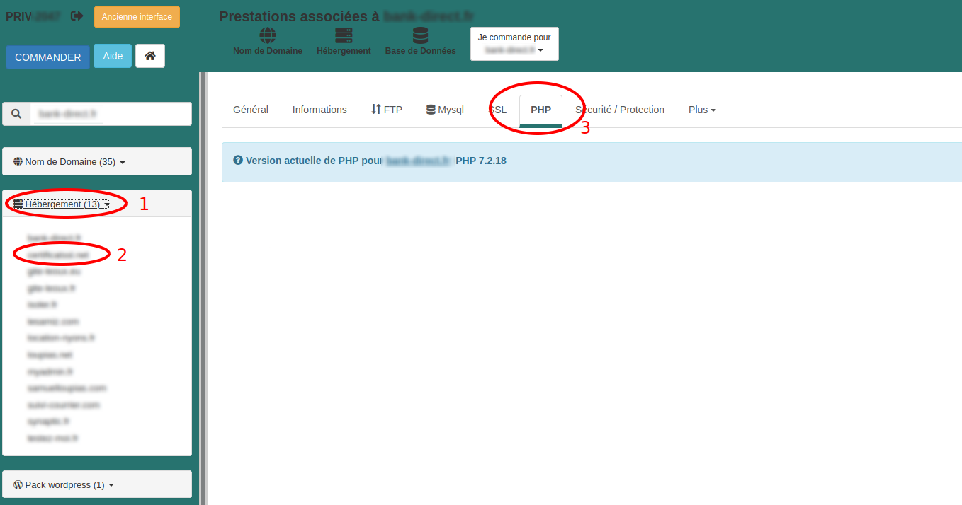 Réglages PHP