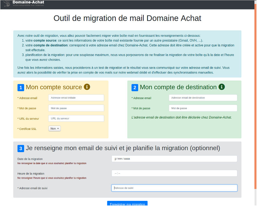 rapatrier vos adresses emails