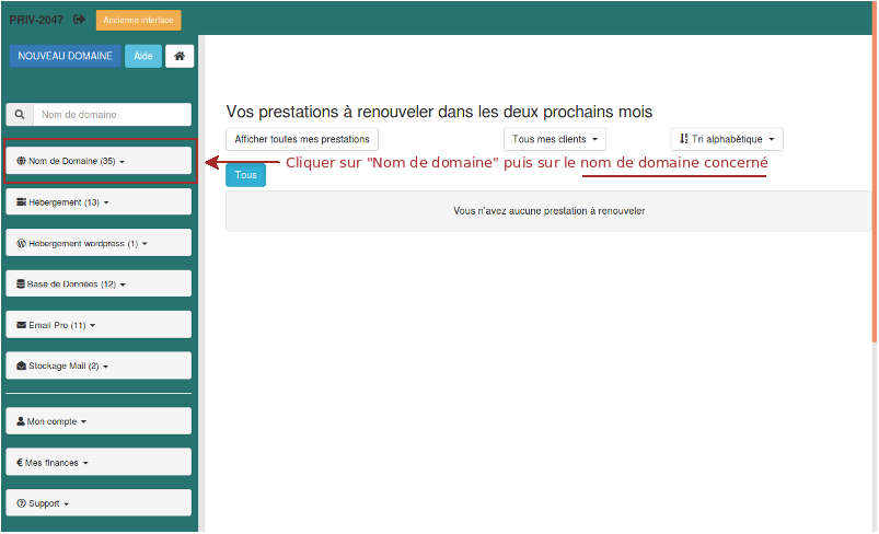 Connection à l'espace client de domaine-achat