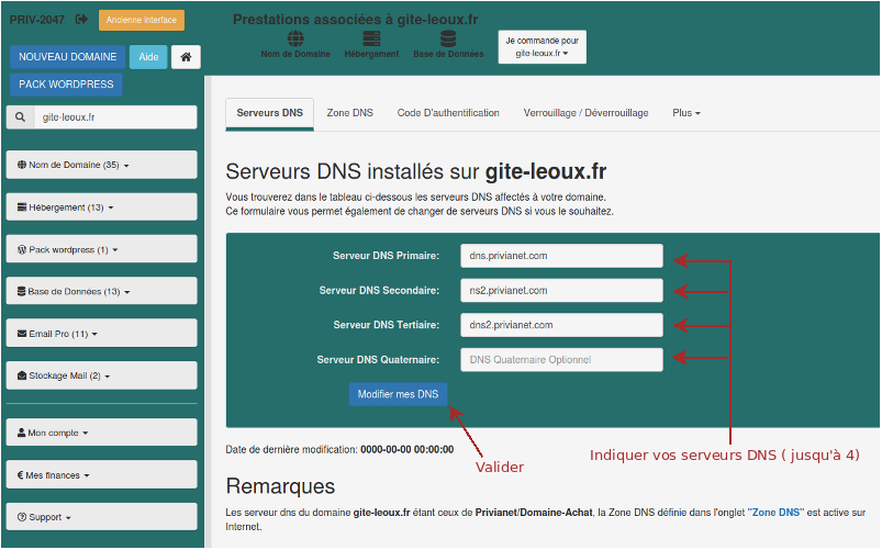 Liste serveur dns