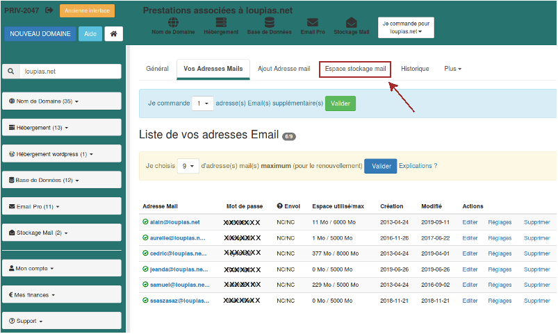 Creation adresse POP ou IMAP