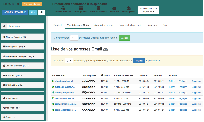 Creation adresse POP ou IMAP