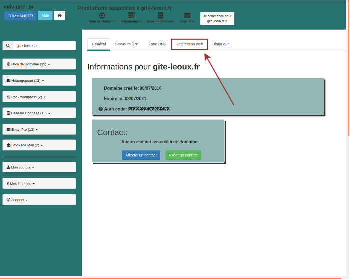 mise en pace de redirection web