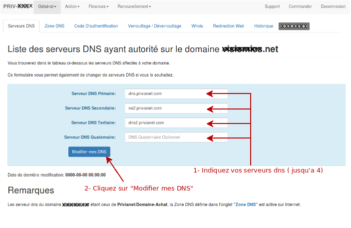 Liste serveur dns