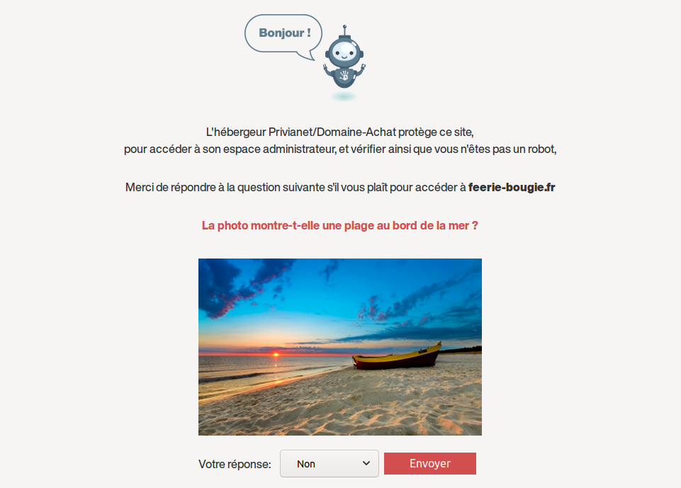Page Domaine-Achat qui apparaît à la place d'une page bloquée