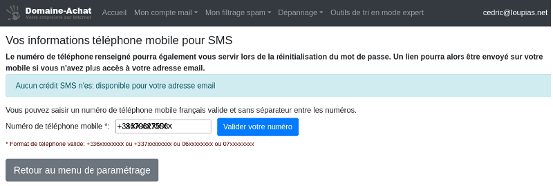 associer telephone avec une adresse emails